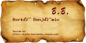Borkó Benjámin névjegykártya